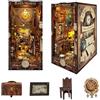STRUCWOOD Book Nook Kit - Set fermalibri in legno 3D con agenzia investigativa, un regalo fai da te perfetto per adulti e ragazzi, viene fornito con luci LED per un incantevole display