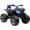HOMCOM 12V Quad Elettrico per Bambini 3-5 Anni 3-8km/h, Auto Elettrica per Bambini con Doppi Motori, Ruote Larghe, Batteria 10AH, Musica, MP3, USB, Scheda TF, Fari e Pedale, 100x65x73 cm, Blu