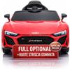 TOYSCAR Auto Macchina Elettrica 12V NEW Audi R8 Spyder per Bambini Led MP3 con Telecomando Sedile in pelle Rossa