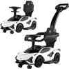 COSTWAY 3 in 1 Auto da Spinta, Auto Scorrevole con Paracolpi e Manubrio Rimovibili Musica e Fari, Spazio di Stoccaggio Nascosto e Ruote Universali Staccabili, Bambini 18-24 Mesi (Bianco)