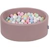 KiddyMoon Fodera con Cerniera per Piscina per Bambini 90X30cm/200 Palline, Erica: Blu Pastello/Giallo Pastello/Bianco/Menta/Rosa Chiaro