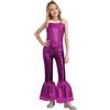 Jugaoge Tuta da sirena da ragazza, lucida, senza maniche, con stampa a squame di pesce, con pantaloni lunghi, slim fit, leggings elasticizzati con shock, cosplay