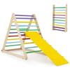RELAX4LIFE Triangolo da Arrampicata con Scivolo per Bambini, Scala Pieghevole per Arrampicarsi in Legno, Triangolo Stabile, Giocatoli Montessori per Bambini 1+ Anni (Colorato)