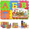 DAGLLGEW Tappeto puzzle con 36 piastrelle, tappetino per bambini in schiuma EVA 31x31 per pavimento Tappetino puzzle in schiuma con alfabeto russo ad incastro per giochi ed esercizi per neonati e bambini picc