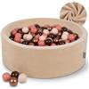 KiddyMoon Velluto Piscina Di Palline 90X30cm/300 Palline ∅ 7CM Per Bambini Tondo, Beige Sabbia: Marrone/Rame/Beige Pastello/Salmone