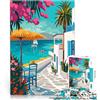 AITEXI puzzle 1000 pezzi per adulti Grecia Mykonos Estate Arte Difficile da completare ma divertente e umoristico Regalo di compleanno, regali 75x50cm