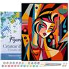 Figured'Art Dipingere con i Numeri con Telaio - Paint by Numbers Donna Astratta Stile Picasso, Passatempo per Adulti, Kit Completo, Hobby Creativi - Quadri fai da te 40x50cm Tela Già Incorniciata