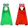Proumhang 2 pezzi Mantello Maschera set Halloween Natale Carnevale Bambini Festa di compleanno Cosplay Performance Costume Mantello Mantelli da Supereroe per Bambini da 1 a 9 anni Rosso + Verde