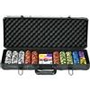 SPORTNOW Set Poker Completo con 500 Fiches, 2 Mazzi di Carte, 5 Dadi, Pulsanti e Valigetta Protettiva, Set da Poker in Alluminio, ABS, Plastica e Acrilico, Nero