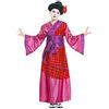 CARTOON Costume di Carnevale Geisha Donna Travestimento Orientale Elegante con Kimono e Cintura Obi Abito Giapponese Rosa e Rosso per Feste Eventi a Tema Spettacoli Teatrali e Cosplay