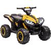 HOMCOM Quad Elettrico per Bambini 12V ATV, Macchina Elettrica con Doppio Motore e 2 Velocità, Ruote Larghe con Fari LED, Clacson e Musica, Età 3-5 Anni, Giallo
