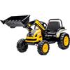 HOMCOM Escavatore Cavalcabile per Bambini a Batteria 6V con Doppio Motore, Velocità 1.5-2.5 km/h, Ruspa Giocattolo per Bambini di 3-5 Anni con Suoni e Luci, 132x62x65 cm, Giallo