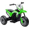 HOMCOM Moto da Cross Elettrica per Bambini Licenza Honda CRF450RL a 3 Ruote con Clacson, Moto Giocattolo in PP e Metallo, 71x40.5x43.5 cm, Verde