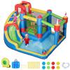 Outsunny Castello Gonfiabile per Bambini 6 in 1 con Scivolo, Trampolino, Piscina e Pistola ad Acqua, Gonfiatore e Picchetti Inclusi, Età 3-8 Anni, Interni ed Esterni, Regalo per Compleanno