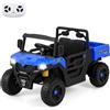 COSTWAY 12V Macchina Elettrica per Bambini 2 Posti, Auto Elettrica con Cassone Ribaltabile, Telecomando, Musica, Storie, Luci LED e Sospensione a Molla, Giocattolo per Bambini 3-8 Anni (Blu Navy)