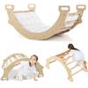 RELAX4LIFE Arco da Arrampicata per Bambini, Cavallo a Dondolo in Legno con Cuscino Morbido, Palestra Montessoriana per Bambini 3+ Anni (Naturale)