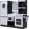 HOMCOM Cucina per bambini in legno dinette Gioco d'imitazione educativo completo di numerosi accessori e scomparti inclusi MDF pino 105 x 32 x 95 cm argento e nero