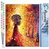 Figured'Art Dipingere con i Numeri - Paint by Numbers Bosco Autunnale E Donna Con L'Ombrello, Passatempo per Adulti, Kit Completo, Hobby Creativi - Quadri fai da te 40x50cm senza cornice