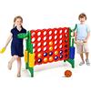 HOMASIS 3 in 1 Gioco di Fila Grande, Forza 4 Gigante con 42 Anelli, Gioco da Basket con Canestro e Lancio, Gioco da Tavolo XXL per Bambini e Adulti all'Aperto, Mega 4 in Linea per Feste (Verde)