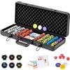 COSTWAY Poker Chips, Set di Fiches da Poker con 500/300 Chips e Custodia in Alluminio, Mazzo di Carte 5 Dadi, Set di Fiches per Party Viaggi e Feste (500 chips)