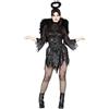Zeus Party Costume da Angelo Nero per Halloween, Vestito con Ali e Cerchietto, Taglia L, per Donna