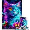 ZKYUBEK Puzzle da 1000 pezzi Neon Cat per adolescenti, gioco per famiglie, antistress, sfida difficile, collezione di artisti, belle arti (38x26cm)