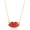 gioiellitaly Collana labbra Bocca lolita in pasta di corallo rosso montatura in argento 925 dorato con catenina veneziana cm 45 gioiello ragazza donna gioiello artigianale