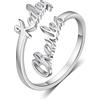 Grovjewfit Anello Da Donna Personalizzato Con Nome Anelli Pietra Portafortuna Anello Aperto Da Donna Anelli Regolabili Acciaio Inossidabile Di Anniversario Di Natale Per Fidanzata Madre Moglie (Oro bianco)