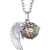 Morella Catenina Donna Angelo Custode in Acciaio Inox 70 cm con Ciondolo ad Ali di Angelo e Sfera Oro Ø 16 mm in Sacchetto di Velluto