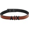 Armani Exchange Bracciale Per Gli Uomini, Lunghezza Interna: 185-195mm, Id Dimensione: 22X12X4mm Bracciale In Pelle Marrone, AXG0054001