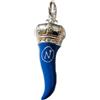 gioiellitaly Ciondolo cornetto portafortuna grande napoli uomo pendente argento 925 smalto azzurro bianco in argento 925 smaltato colori Napoli Calcio gioiello uomo ragazzo scaramanzia lunghezza cm 4,5