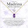Bramart Collana Madrina Pietra Ametista Regali per lei Idea Regalo per madrine Argento Oro Natale Compleanno Comunione Cresima - Cofanetto con DEDICA incluso (Pietra Ametista Madrina oro)
