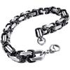 INBLUE Bracciale a maglia bizantina in acciaio inox 316L, larghezza 8 mm, unisex, resistente all'acqua (5 colori: argento, nero, oro, argento e argento e oro, 4 lunghezze: 19,1 cm, 20,3 cm, 21,6 cm