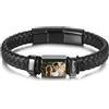 MunkiMix Bracciale in Pelle Uomo con Foto e 2-6 Nomi Personalizzati, Intagliate Perline e Foto, Fibbia con Estensione Regolabile, Regalo per Marito Fidanzato D1