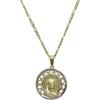 Never Say Never Collana da 45 cm in oro giallo 18 carati e medaglia della Vergine Bambina in oro giallo e oro bianco 18 carati con 6 zirconi. 18 mm di diametro. Peso: 2,85 g di oro 18 carati, oro