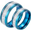 Homxi Anelli Nome Personalizzabile,Anelli Coppia Fidanzati Acciaio Inossidabile 8MM Blu Anello con Rotondo Coppia Anelli Matrimonio Donna 20(60mm) + Uomo 27(67mm)