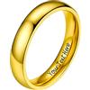 PROSTEEL Anelli Personalizzabili con Incisione in Acciaio Inossidabile 4mm Taglia 14 in Oro Placcato (Confezione Regalo)- Anello Uomo Acciaio Inossidabile