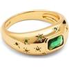 SINGULARU - Anello Charlotte Smeraldo. Ottone avec Placcatura in oro 18 kt et Zirconia. Gioielli da donna. Taglia 58.