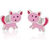 Sakrami Orecchini in Argento 925 con Perno per Bambini Gattini Smaltati Personalizzabile - Kids Collection + Confezione Regalo Personalizzata - Orecchini per Nascita Comunione Battesimo Compleanno