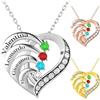 BEXOA Collana con Nome Personalizzabile - Ciondolo a Forma di Cuore in Argento Personalizzata con Incisione del Nome e Pietra Portafortuna per San Valentino Festa della Mamma Regalo Donne (4 Nome)