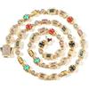 VAKTWPDLY Bracciale con croce in zirconi cubici multicolori da 6 mm per donna, bracciale con pietre preziose colorate placcato oro 18 carati, collana choker tennis con zirconi, gioielli hip hop per uomo