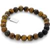twobrothers Bracciale Uomo con Pietra Occhio di Tigre Naturale 0,8 cm e Acciaio Inox 316L Con Dimensione Regolabile 18-21 cm Bracciali Uomo Perline Elastico, Pietra