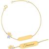 Sakrami Bracciale in Oro 9KT per Bambino o Bambina con Angioletto Rosa o Azzurro Piastrina Incidibile e Scatola Personalizzabile - Idea Regalo per Battesimo Nascita o Comunione (Azzurro)