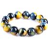 Generic Bracciale con perline rotonde in di pietra preziosa occhio di tigre blu giallo oro naturale da 10 mm