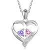 RolaOnly Regali di Natale per Donne Collana Personalizzata in Argento S925 con 2-5 Pietre Portafortuna, Nome Inciso, Gioielli con Ciondolo a Forma di Cuore Personalizzati