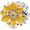 GNOCE Fiore Ciondolo Charms Argento 925 Dangle Bracciali/Collana Gioielli Regalo Per Le Donne Ragazze Moglie Figlia (Girasoli)