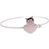 Generico i Birba Gioielli Bracciale Sottile in Ottone con Gatto e Cuore, Design Minimalista, Colore Argento - Made in Italy by Fabbrini Gioielli Firenze (18 cm)