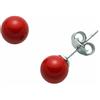 gioiellitaly Orecchini a Lobo Donna con Corallo Rosso naturale Sfera 4mm - Argento 925 Chiusura a Perno e Farfallina gioiello iconico donna ragazza elegante