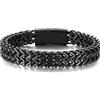 KnSam Bracciale da uomo, bracciale da uomo, in acciaio inox, oro e acciaio inox, motivo pneumatici, intrecciato, bracciale da uomo, argento e argento, acciaio inox