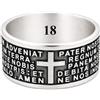 Gioielli Aurum - Anello Padre Nostro Uomo Donna in Argento 925 Brunito, Preghiera Latino con Croce, Made in Italy Fatto a Mano, Nichel Free Ipoallergenico, Idea Regalo, Misura 18